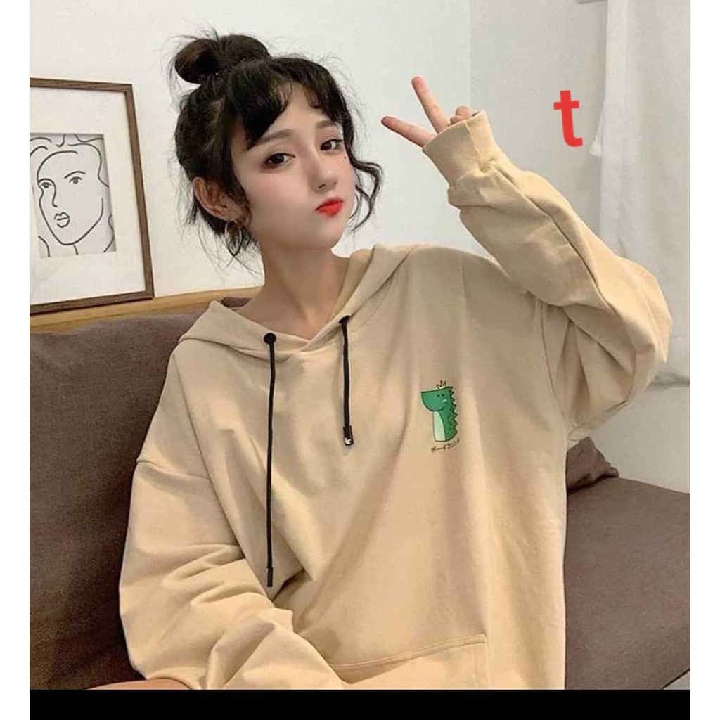 Áo hoodie cá sấu xanh chữ Nhật DTR1119