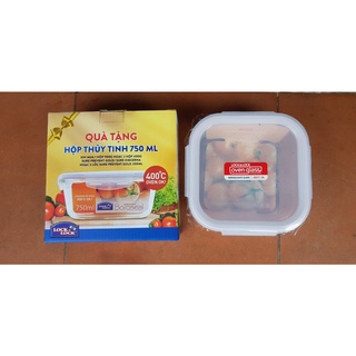 Hộp thủy tinh lock and lock dung tích 750ml hàng tặng từ sữa vinamilk dùng được trong lò vi sóng, máy rửa bát