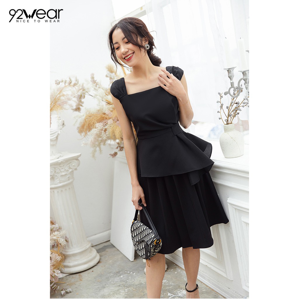 Áo sơ mi nữ ngắn tay vạt lệch 92WEAR ASW0663