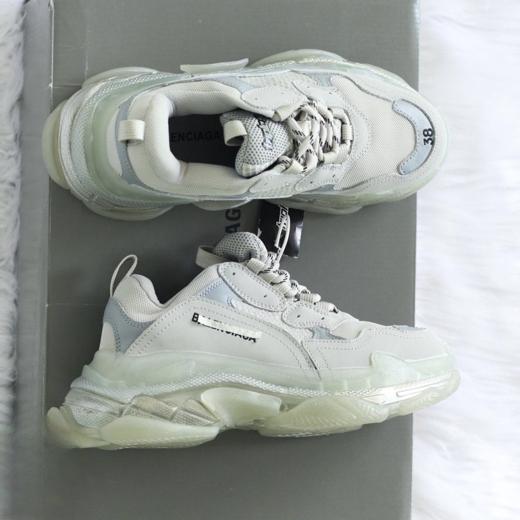 Giày Thể Thao Nam Nữ Sneaker Đế Khí Xám Bạc