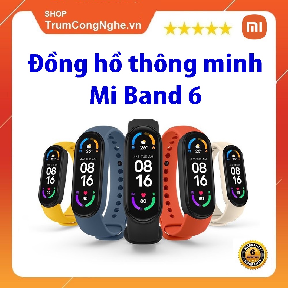 Đồng hồ thông minh Xiaomi Mi Band 6 Miband 6 Màn hình AMOLED tràn viền, Cảm biến SpO2