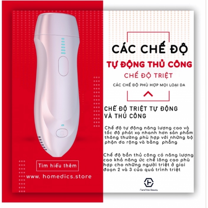 Máy triệt lông cá nhân vĩnh viễn tại nhà Nanotime B62F HTBeauty,  công nghệ IPL và trẻ hóa da mặt & body k đau rát