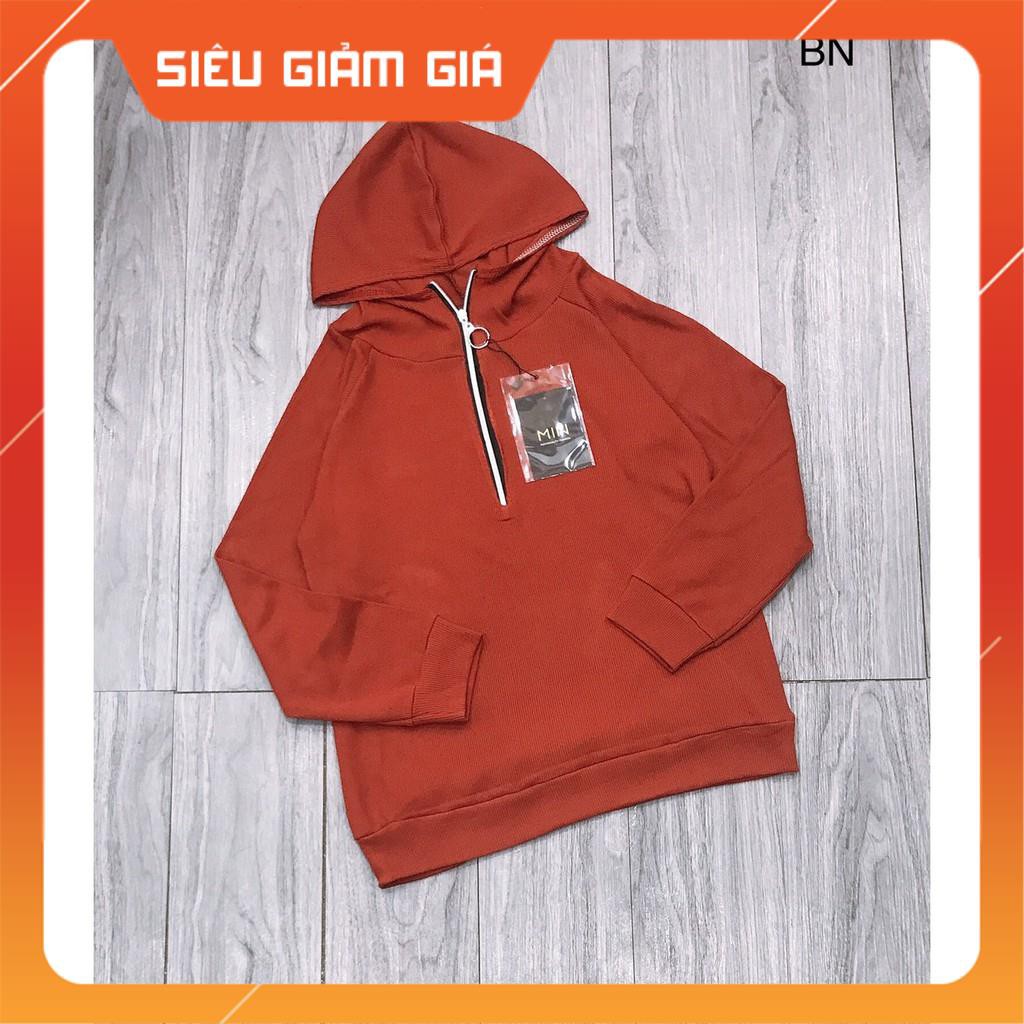 [FreeShip – Xả kho] Áo Hoodie nữ form rộng - áo hoodie nữ có mũ len phối khóa nửa dài tay siêu xinh