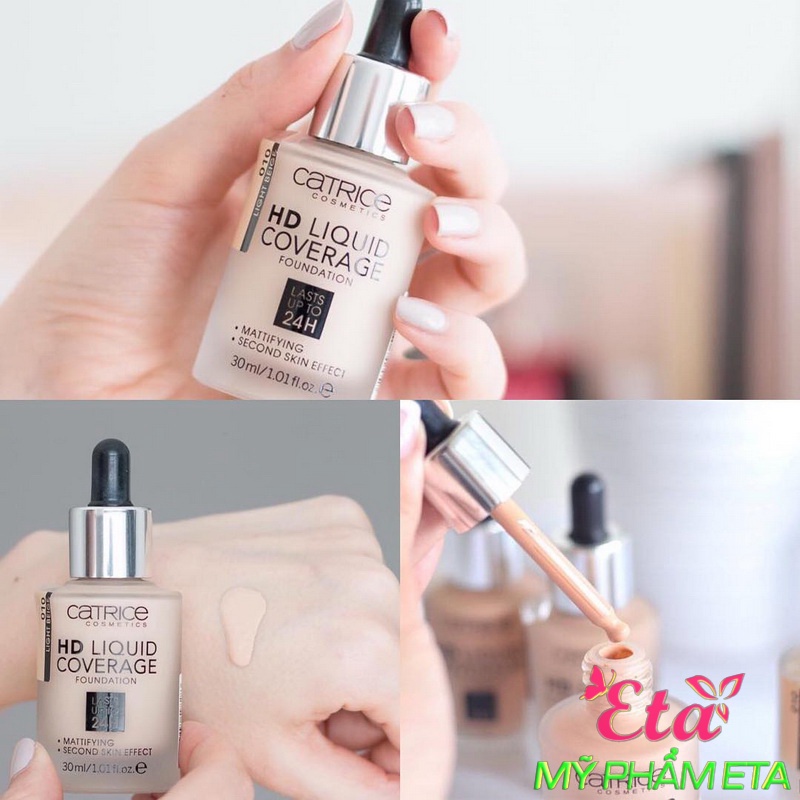 Kem nền CATRICE HD 24H LIQUID Coverage Foundation kiềm dầu trắng hồng tự nhiên