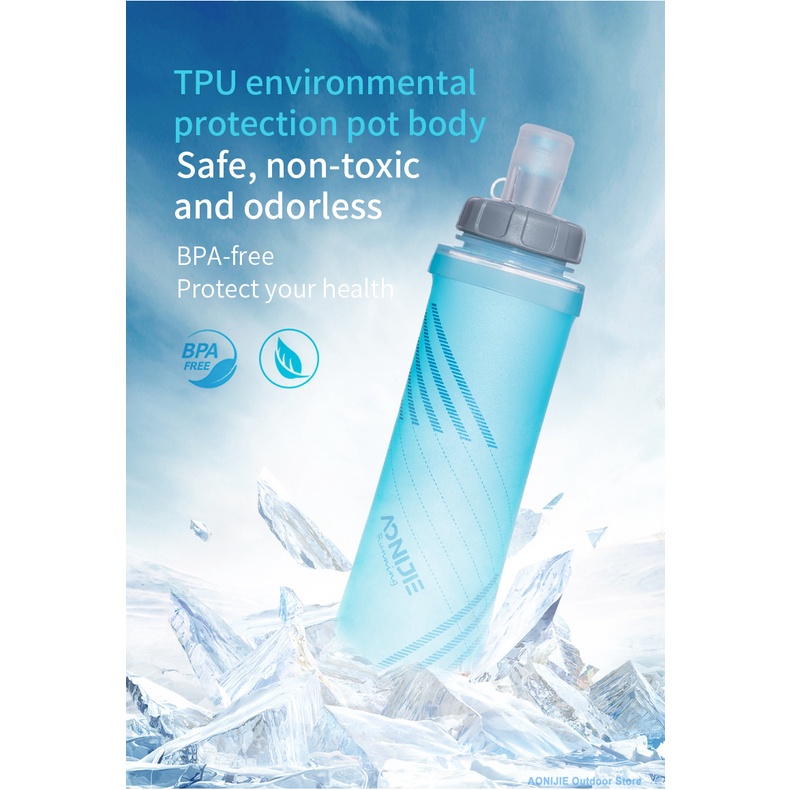 Bình nước mềm AONIJIE SD24 500ml không chứa BPA đầu xoay/ đầu kéo tiện lợi
