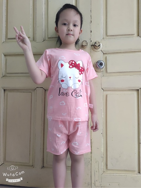 Đồ Bộ Bé Gái cộc tay LiLiKids vải cotton họa tiết động vật dễ thương cho bé từ 1-6 tuổi, đồ bộ mặc nhà cho bé