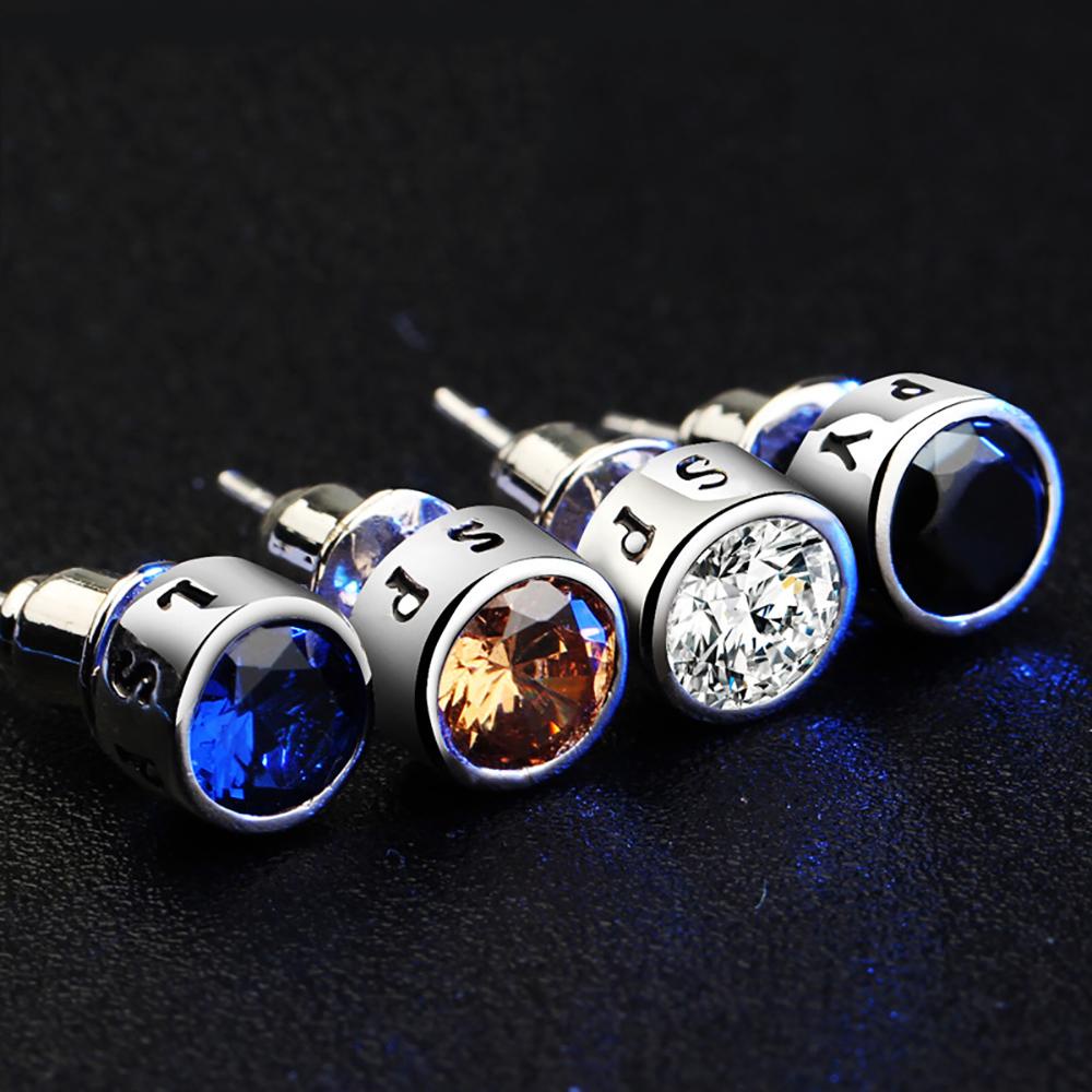 Đôi bông tai bằng đồng sáng bóng nhiều màu phong cách Hàn Quốc thiết kế tinh tế cho nam và nữ