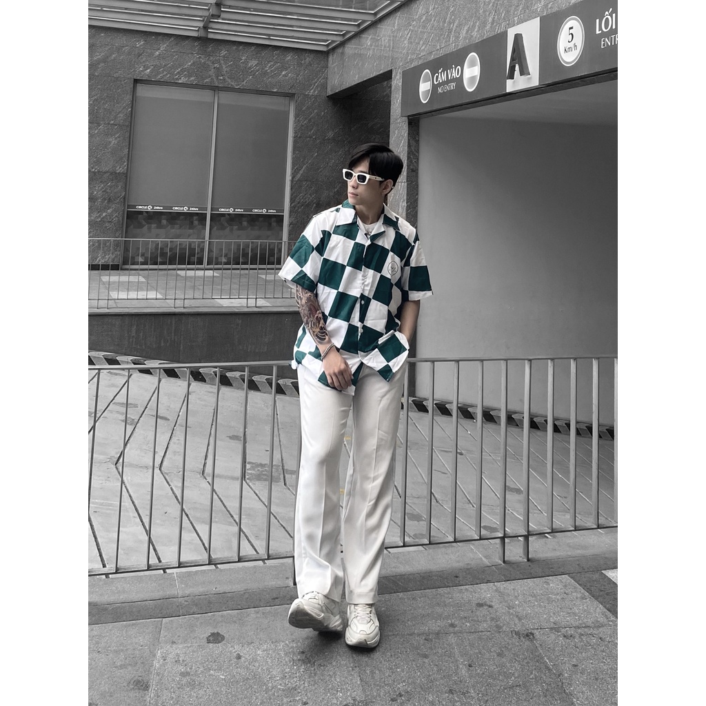 Áo sơ mi nam hoạ tiết DEVIL BOIZ tay ngắn vải lụa form rộng unisex