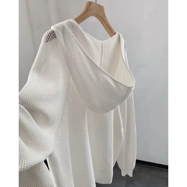 Áo Hoodie xuyên thấu Mix với hai dây đen cực chất