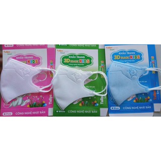 Khẩu trang trẻ em Tulip 3D Mask KIDs hộp 10 chiếc màu xanh.