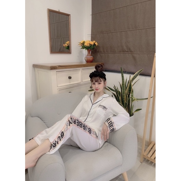 (Dưới 62kg) Đồ bộ pịjama Lụa mặc nhà tay dài quần dài sang trọng cao cấp