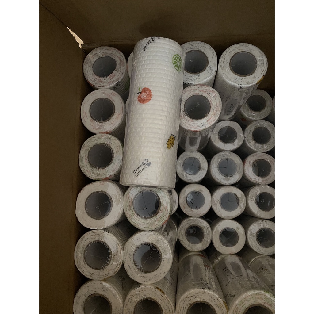 Cuộn giấy lau đa năng bằng khăn lau bếp vải in hình không dệt-Khăn giấy lau nhà bếp có thể tái sử dụng (50 Tờ)