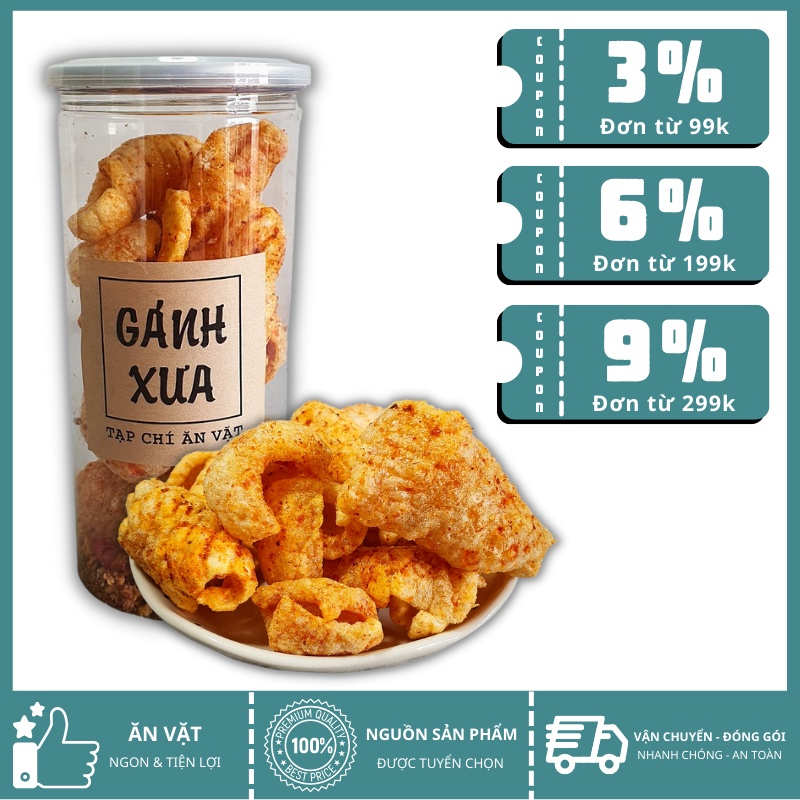 Da heo sấy muối ớt 30g/160g Gánh Xưa, đồ ăn vặt Sài Gòn, ăn vặt văn phòng, đậm vị, cay, tiện lợi