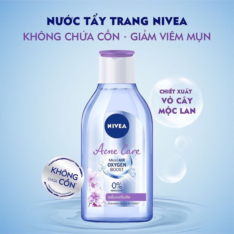 NƯỚC TẨY TRANG NIVEA 400ML ACNE CARE CHĂM SÓC DA MỤN/ WHITE OIL CLEAR SẠCH NHỜN/ PEARL WHITE NGỌC TRAI SÁNG DA