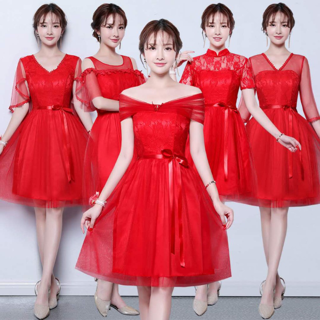 Đầm Phù Dâu Màu Đỏ Gợi Cảm