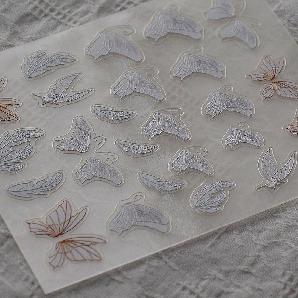 Miếng Dán Trang Trí Móng Tay Hình Cánh Bướm Hoa Hồng Thanh Lịch DIY