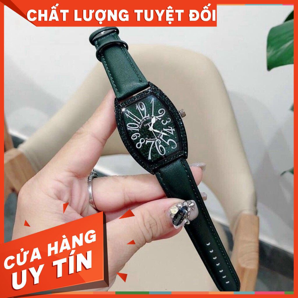 (Bảo hành 12 tháng) (Franck muller) Đồng hồ nữ Frank muller nữ dây da màu xanh cực chất - FM - MTP STORE