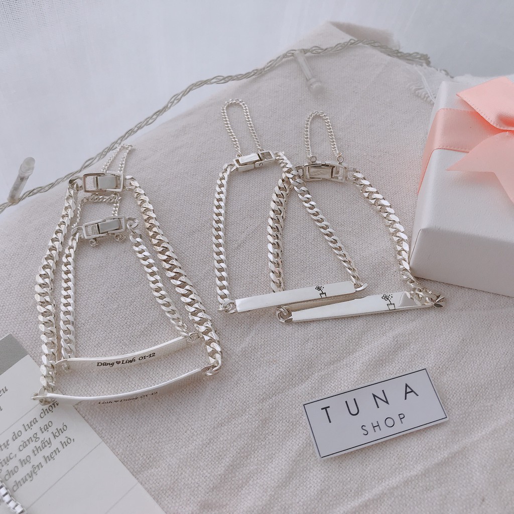 Vòng tay đôi THIẾT KẾ 𝑲𝒉𝒂̆́𝒄 𝒕𝒉𝒆𝒐 𝒚𝒆̂𝒖 𝒄𝒂̂̀𝒖 Lắc đôi Bạc tìnhyêu khắc tên TUNASILVER 𝑨̉𝒏𝒉 𝑽𝒊𝒅𝒆𝒐 𝒕𝒉𝒂̣̂𝒕 Cam kết chuẩn Bạc