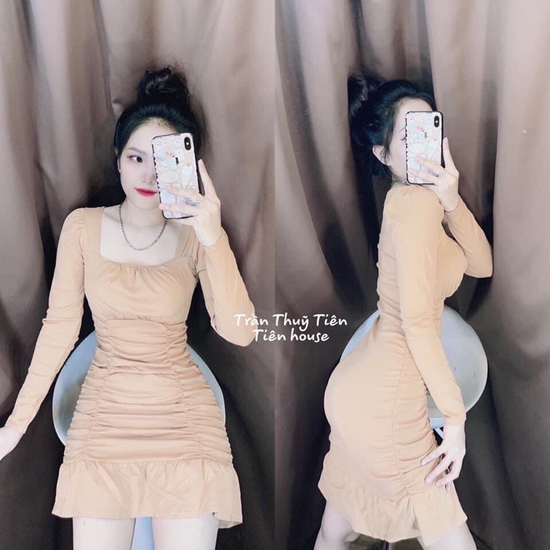 váy body zip cổ vuông đuôi cá