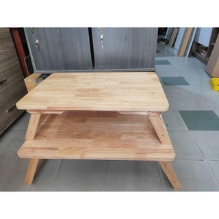 Bàn ngồi bệt gỗ cao su mặt chữ nhật chân mâm 50cm x 70cm