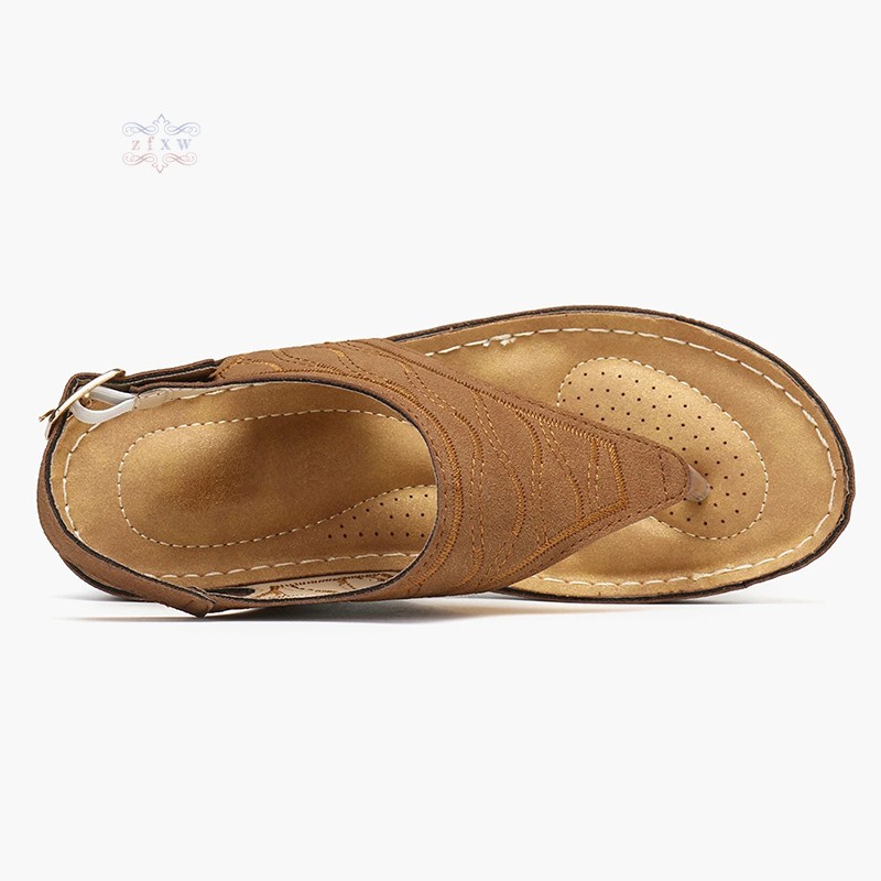 VN (Hàng Mới Về) Dép Xỏ Ngón Quai Đeo Mắt Cá Chân Thêu Họa Tiết Cho Nữ