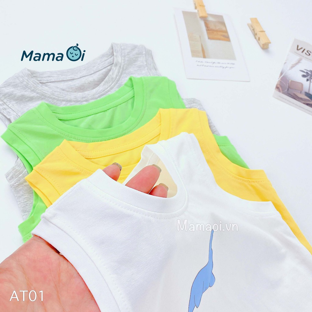 AT01 Áo ba lỗ in hình khủng long vải thun cotton co dãn 4 chiều áo mùa hè từ 0-3 tuổi của Mama Ơi- Thời trang cho bé