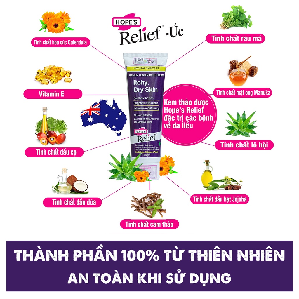 Kem đa năng thảo dược Hope's Relief Premium concentrated Cream Itchy 60g