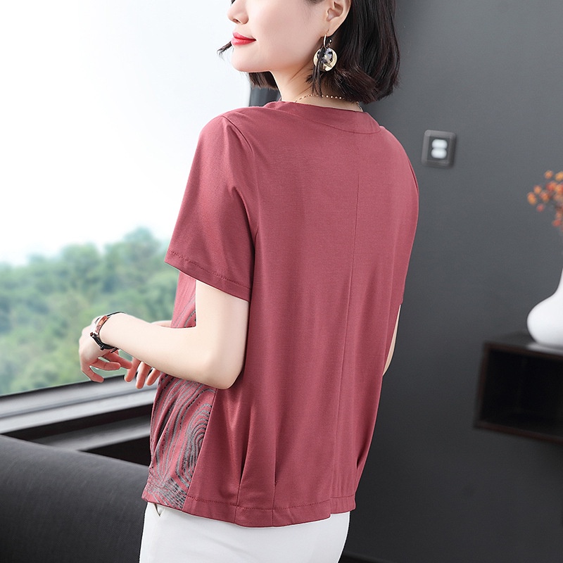 NT7251 Áo thun nữ hè tay ngắn cho người trung tuổi hàng nhập (50-75kg)