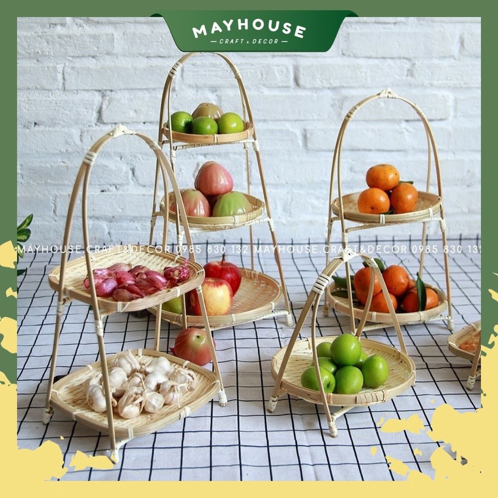 Kệ Mẹt Tre (1,2,3 tầng), Giá Rẻ, XƯỞNG MAYHOUSE (Loại 1 giá Tốt), Đựng rau củ, Trang Trí Nhà Hàng, Decor Trang Trí