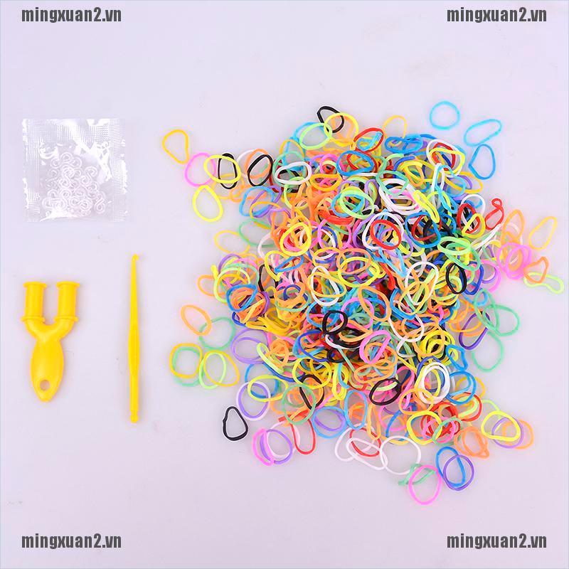 Bộ 600 dây thun cao su đan vòng tay + 24 Kẹp S + 1 móc mini