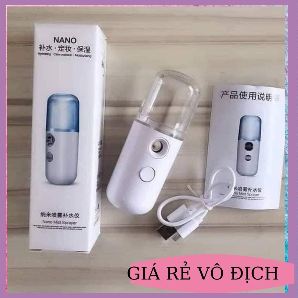 Máy Phun Sương Xông Hơi Mặt NaNo Mini Cầm Tay Hỗ Trợ Dưỡng Da Cấp Nước Tối Đa