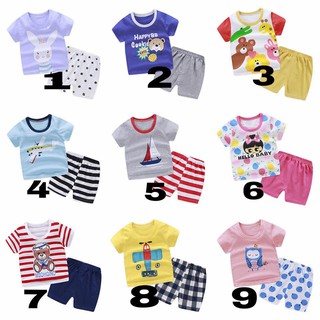Bộ cotton xuất Hàn cộc tay cho bé trai,bé gái- Mẫu 2