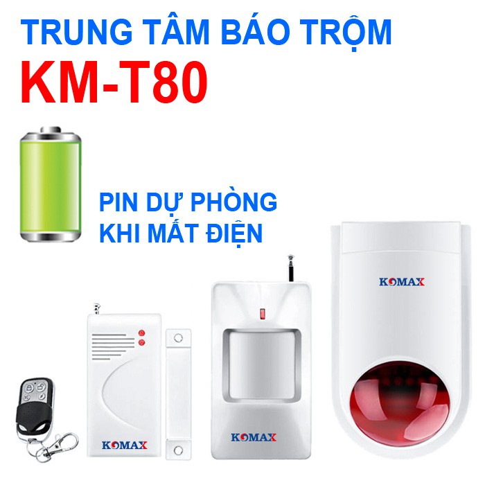 TRUNG TÂM BÁO TRỘM KOMAX  _ KM-T80 (CÓ PIN SỰ PHÒNG MẤT ĐIỆN)