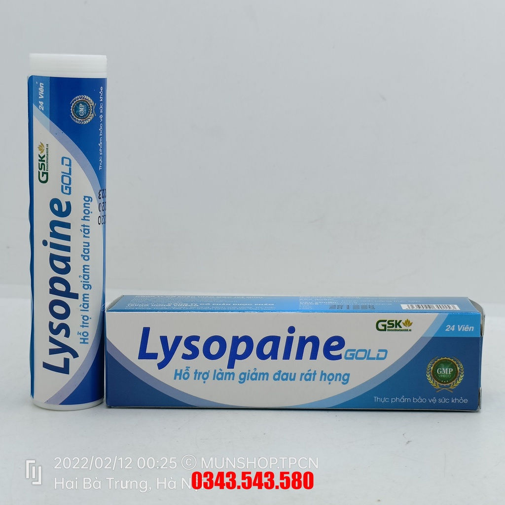 Lysopaine Gold - Hỗ trợ làm giảm đau rát họng tuýp 24 viên