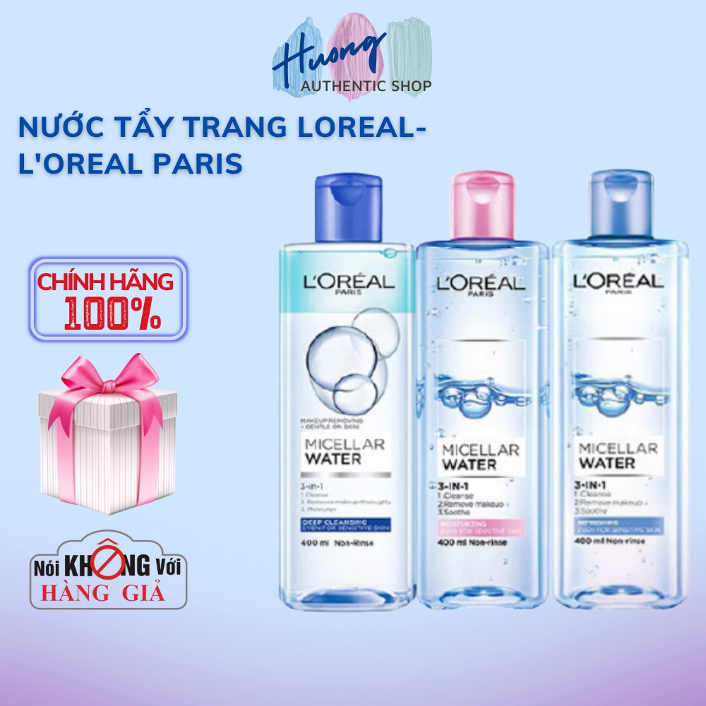 Nước Tẩy Trang Loreal - L'Oreal Paris 3-in-1 Micellar Water 400ml Cho Da Khô, Da Dầu Mụn, Nhạy Cảm - Cosmentic_store