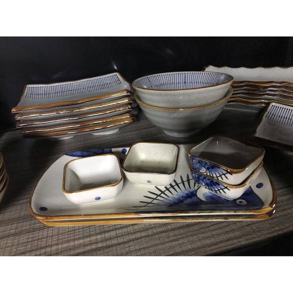 Bộ bát đĩa gốm sứ cao cấp lẻ Gió phong cách nhật