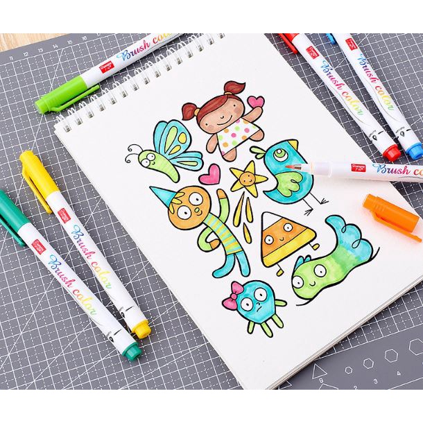 Bút luyện thư pháp, viết Calligraphy Brush Sign Pen Dupe GuangNa - BASIC COLORS