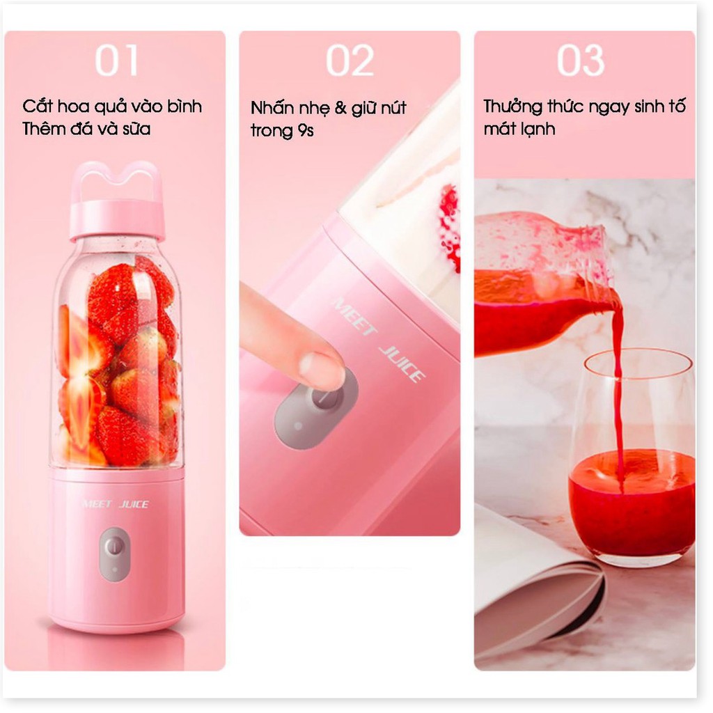 Máy Xay Sinh Tố Đa Năng Cầm Tay Meet Juice - Xay cực nhanh 9s, cao cấp, an toàn