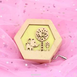Birthday Gift Antique Carved Party Wooden Christmas Cartoon Animal Decorations Hand Crank Music Box