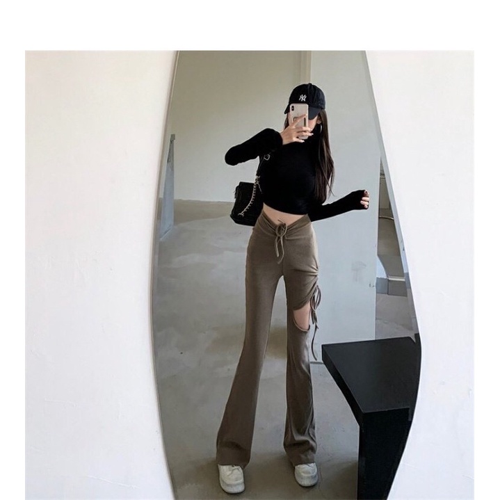 Quần thun tăm rút xẻ đùi