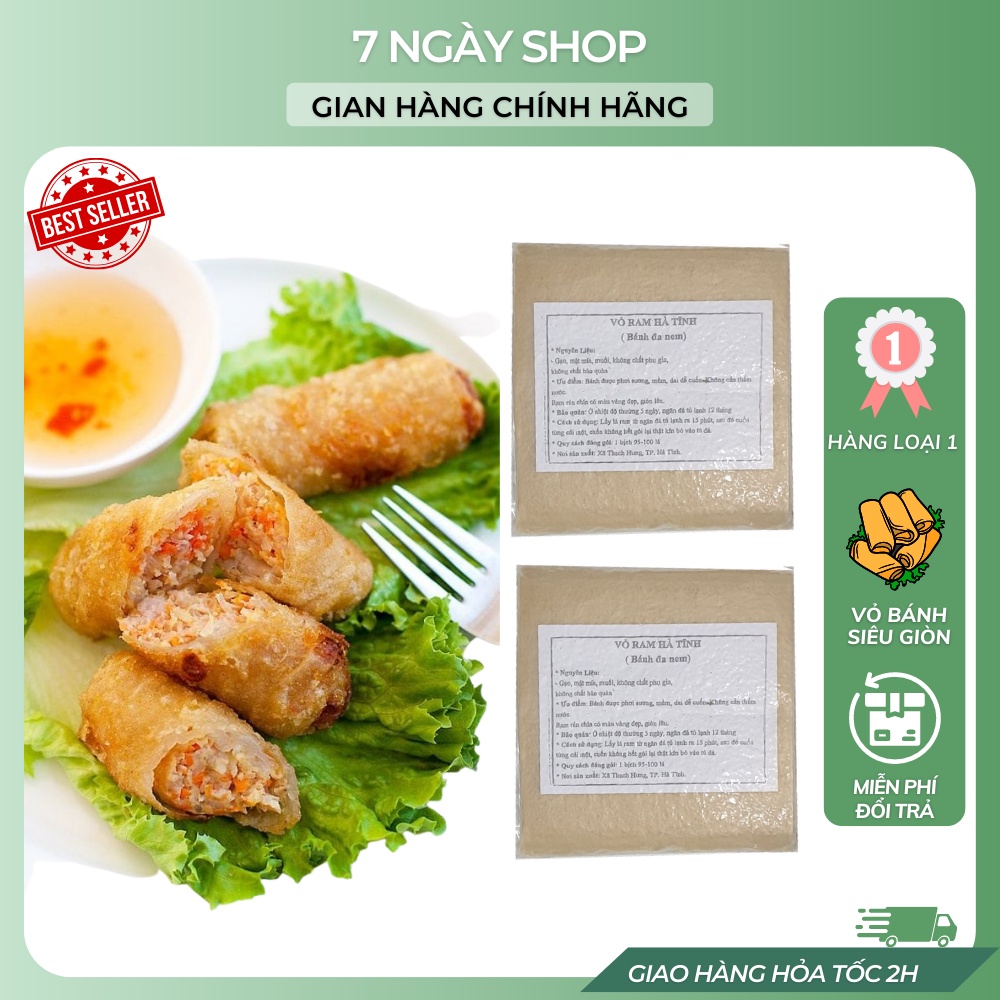 Ram Bánh Đa Nem Hà Tĩnh 7NgayShop Cuốn Nem Rán Chả Giò Giòn Lâu Bịch Hút Chân Không Bảo Quản 12 Tháng