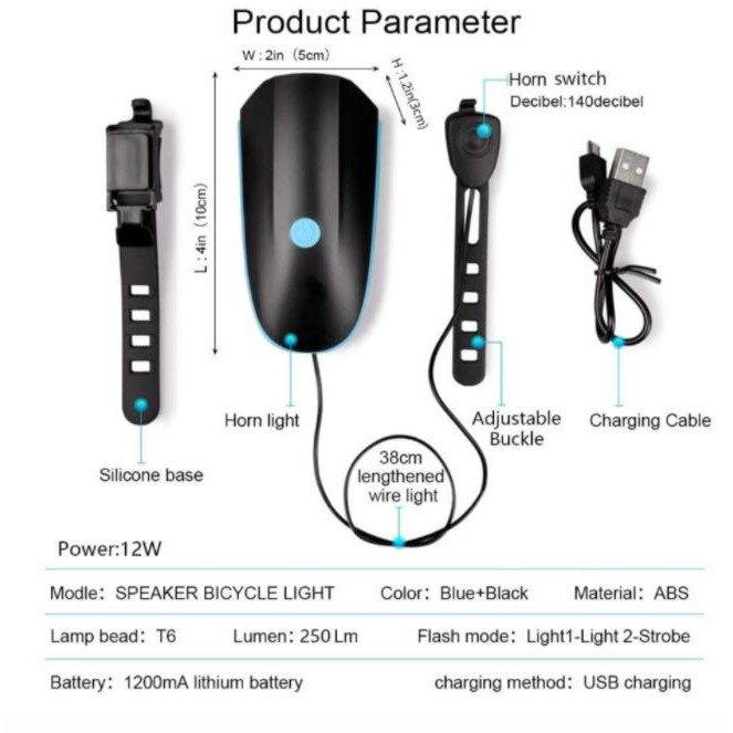 Chuông Kevanly Cho Xe Đạp Chống Thấm Nước Có Thể Sạc Lại Bằng Cổng Usb