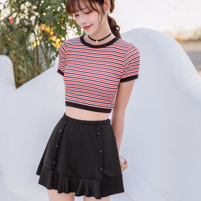 Womens Swimwear 2-piece short-sleeve round neck korean sexy beachwear | BigBuy360 - bigbuy360.vn