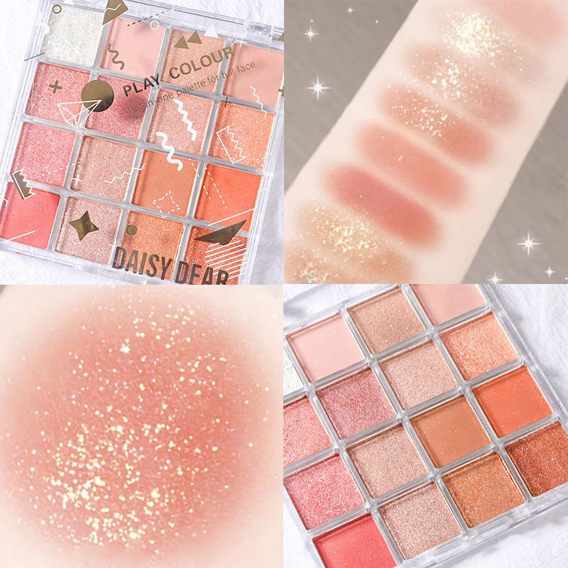 Bảng phấn mắt 16 màu tông nhũ trang điểm chất lượng cao