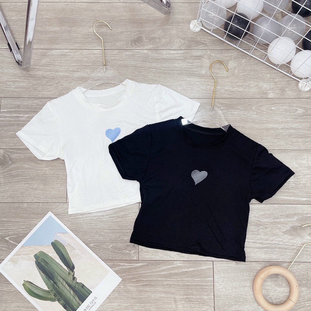 áo croptop thêu tim trơn na