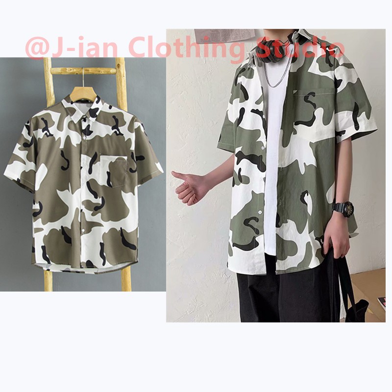 Áo sơ mi tay ngắn in họa tiết thời trang cá tính