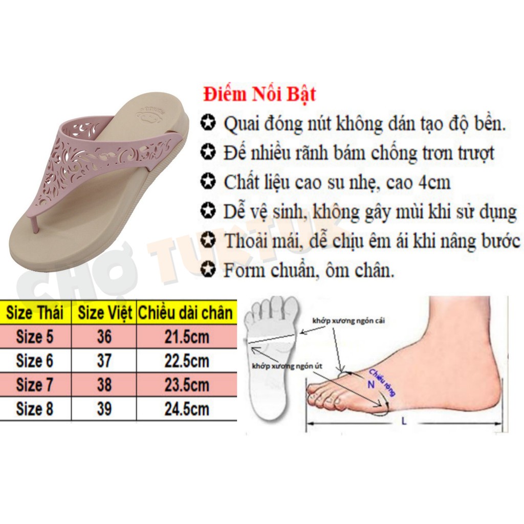 Dép Thái nhập khẩu Dép kẹp nhựa Nữ Đế Cao đi mưa hiệu MONOBO - MONIGA 6