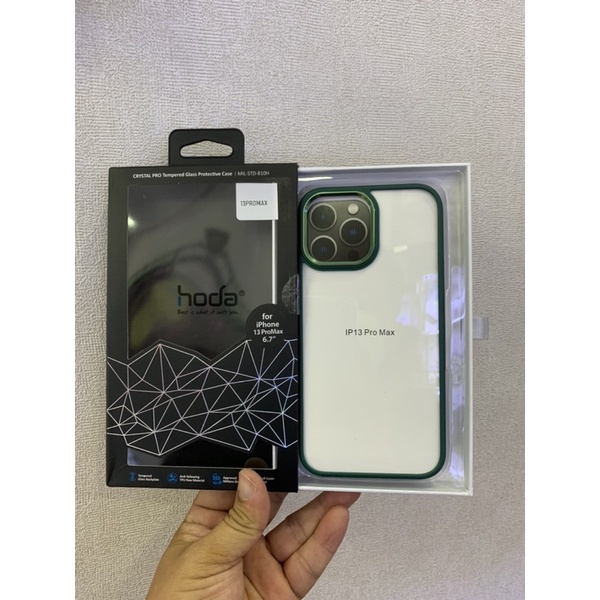 Ốp viền xanh rêu  Iphone 13promax hiệu Hoda cao cấp