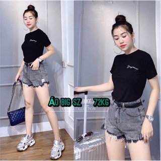 Áo phông nữ gân tăm thêu chữ