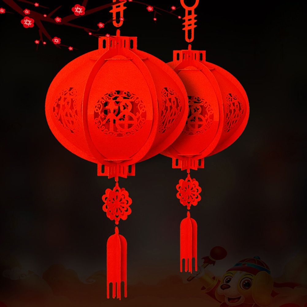 Lồng Đèn Giấy 3D Màu Đỏ May Mắn Chống Nước Trang Trí Nhà Cửa Dịp Năm Mới